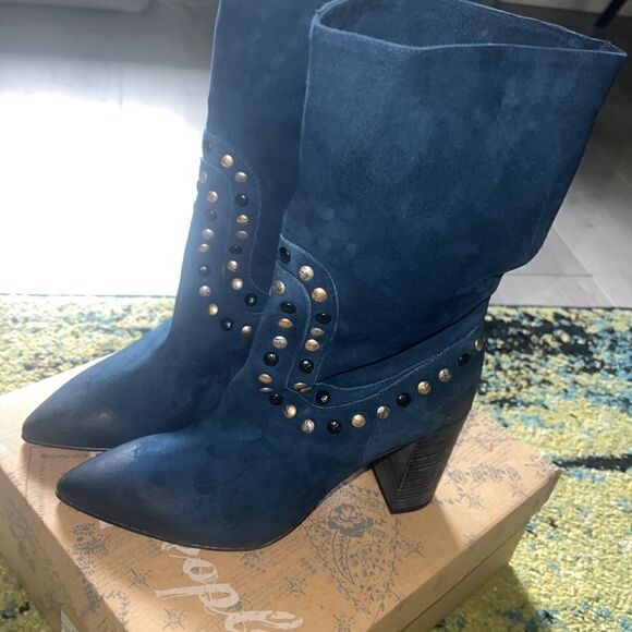New Free People Dakota Studded western blue boots 38 - Picture 8 of 11